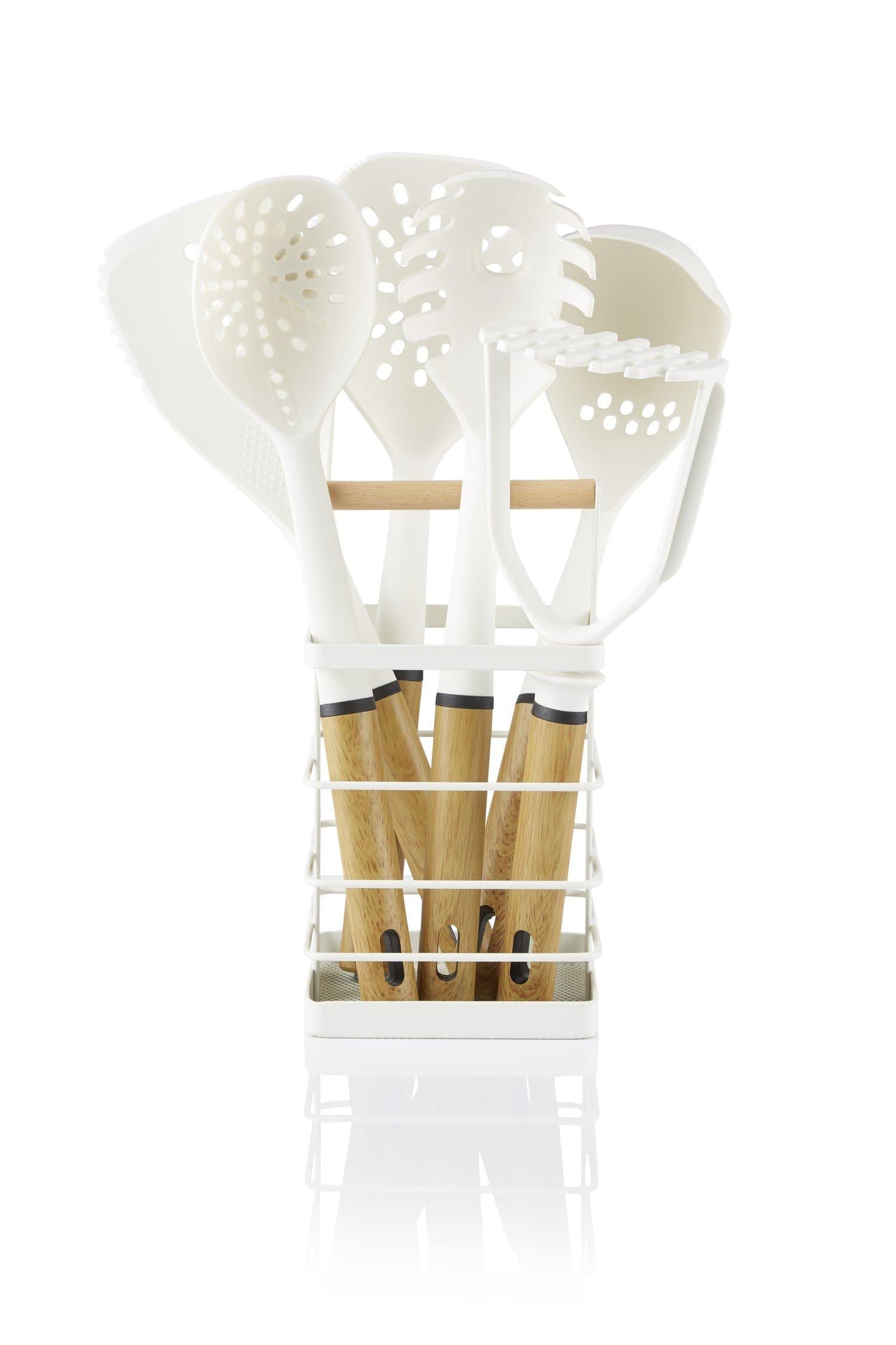 SwanSWKA61010WHTN Nordic 6 Piece Utensils Set With Holder, White