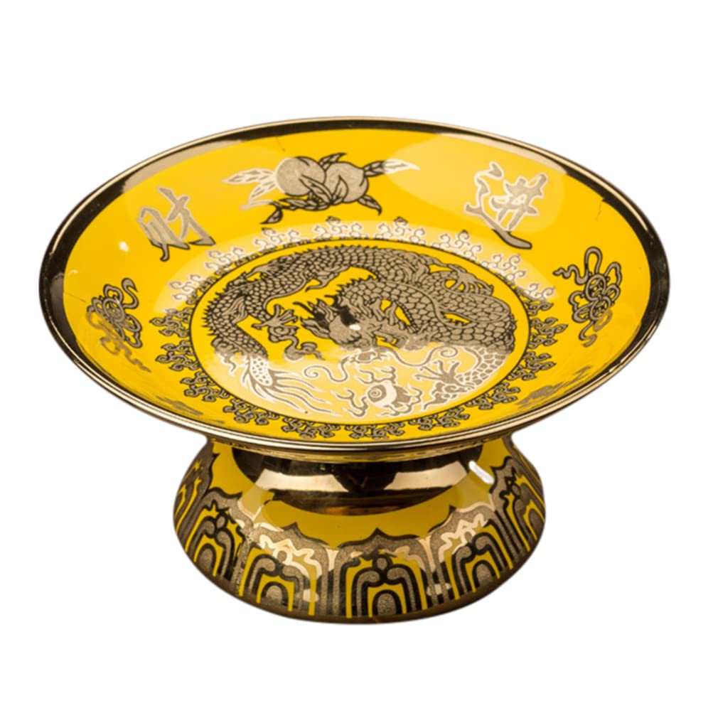 Amazon.com | Cabilock Buddhist Offering Plate Traditional Chinese Round  Plates Food Dessert Tray Ceramic Blessing Bowl for Altar Decoration: Dinner  Plates