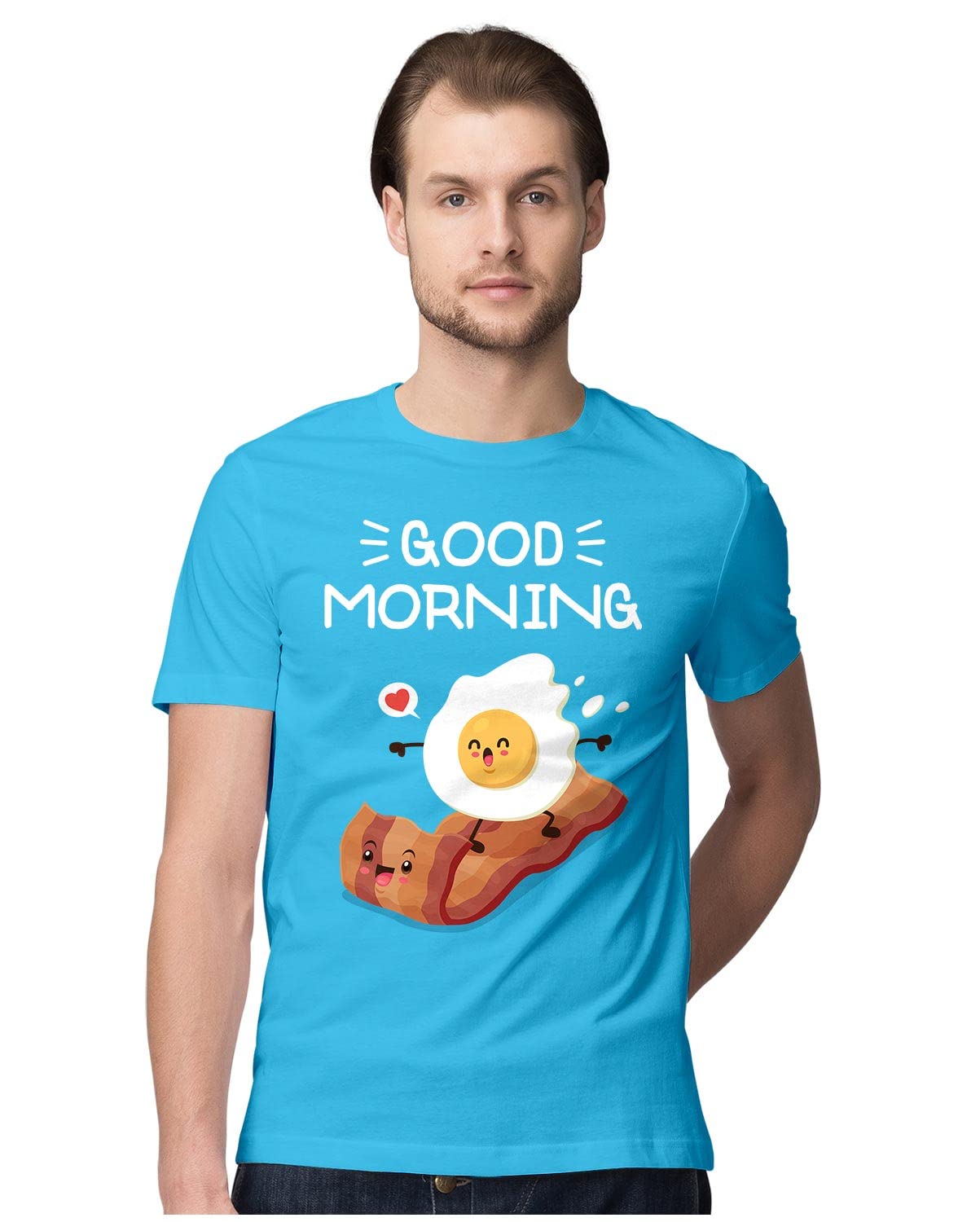 Heybroh Men's Regular Fit T-Shirt Good Morning - It's Eggs & Bacon 100% Cotton T-Shirt