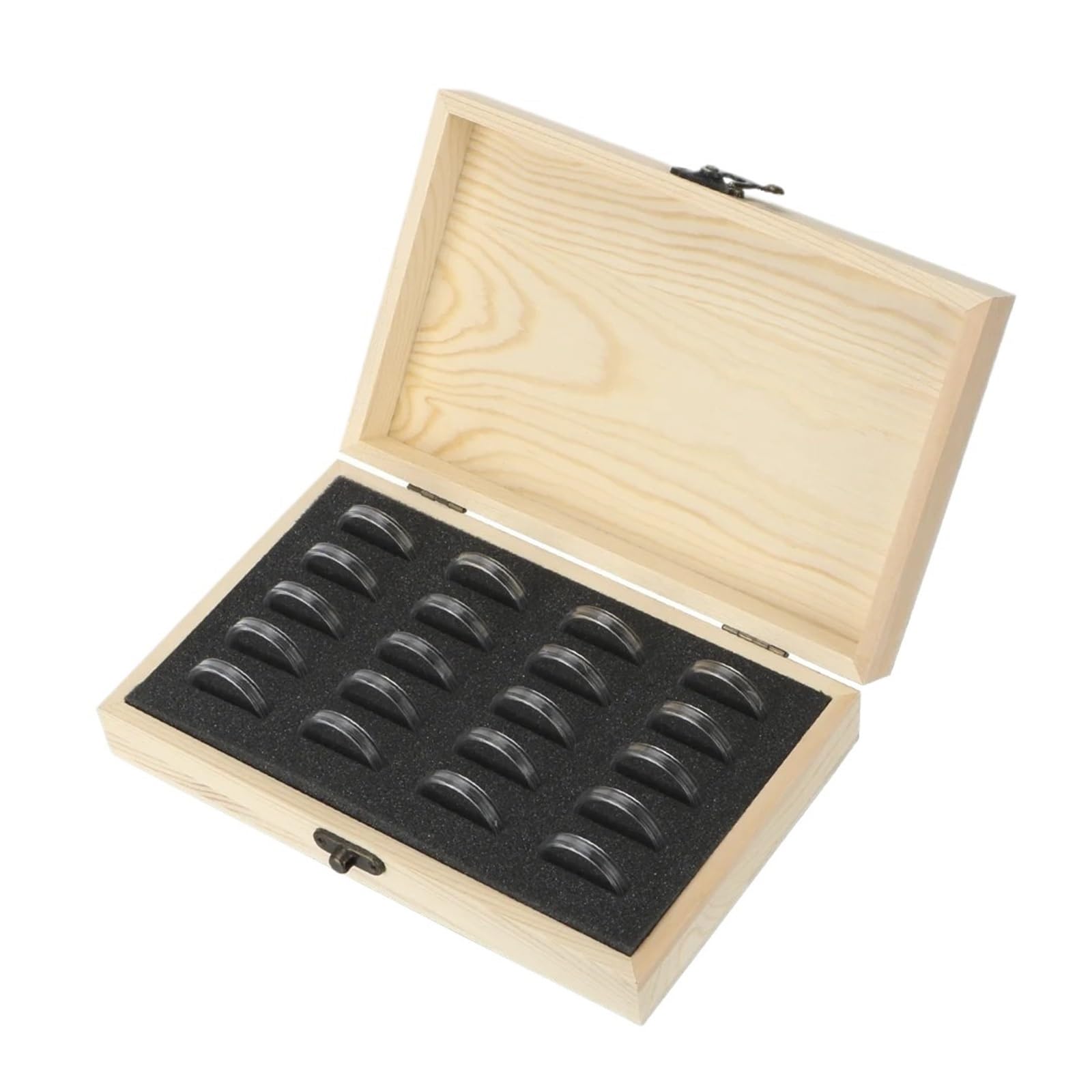 ZythrXLate Wooden Coin Collection Box 20/30/50/100PCS Coins Storage Box with Adjustment Pad Adjustable Wooden Commemorative Coin Collection Case for Coin Collectors(20PCS)