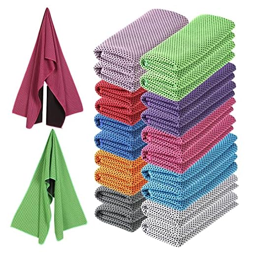 Hosuly 20 Pcs Cooling Towel 47 x 12 Inch Ice Towel for Neck, Microfiber Cool Towel, Breathable Soft Chilly Towel for Yoga, Sports, Gym, Camping, Golf, Running, Fitness, Workout(Multicolor, 20 Pcs)