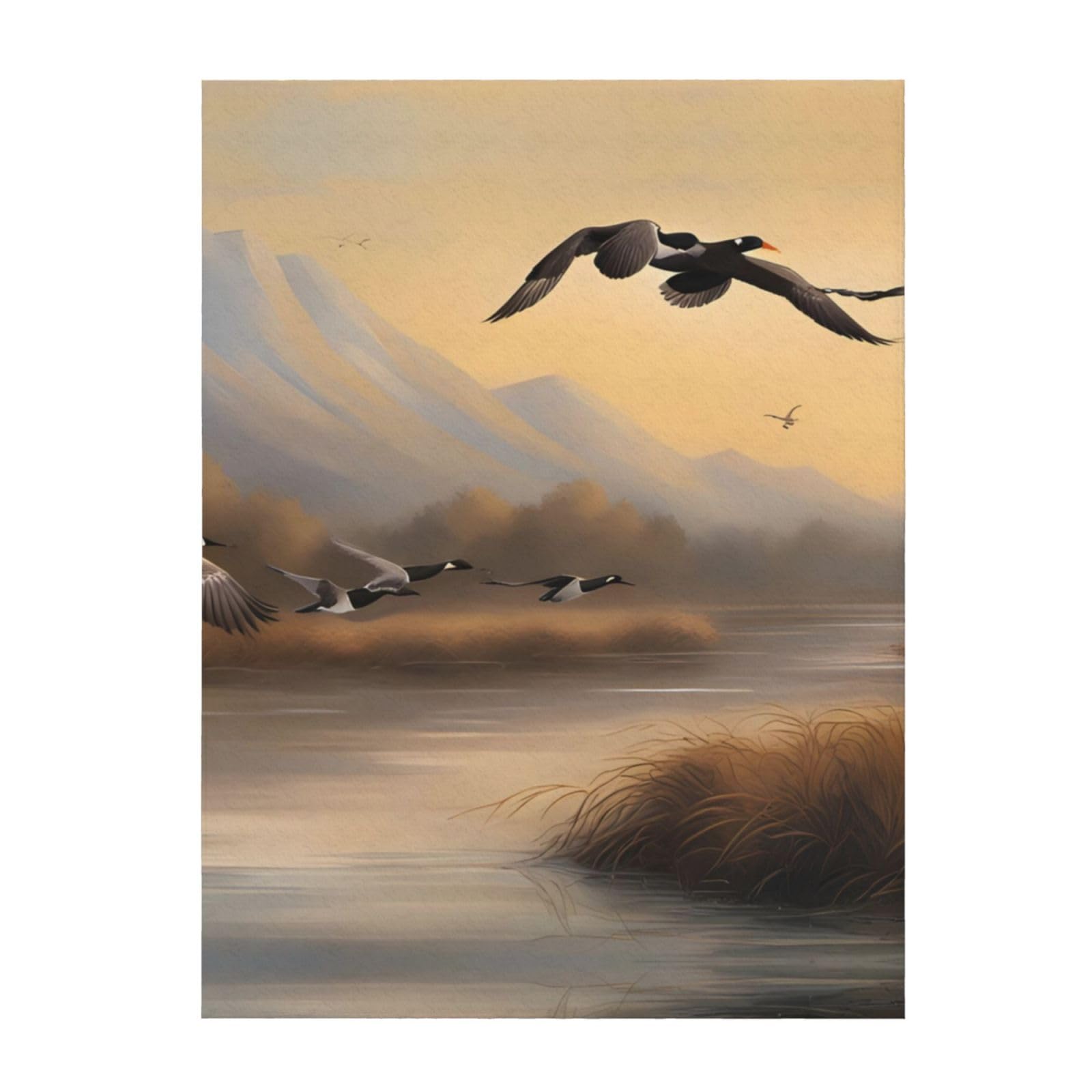 Couverture douce de luxe motif canards sauvages grand jeté de lit