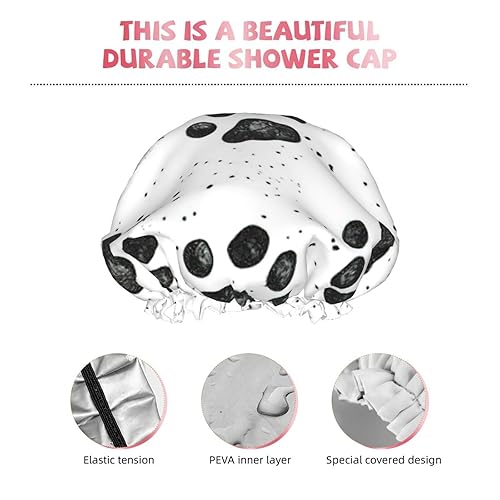 Miniatura 5 de WURTON Gorro de ducha con estampado de patas de perro, suave, reutilizable, doble capa impermeable, gorro de baño para mujer, transpirable,