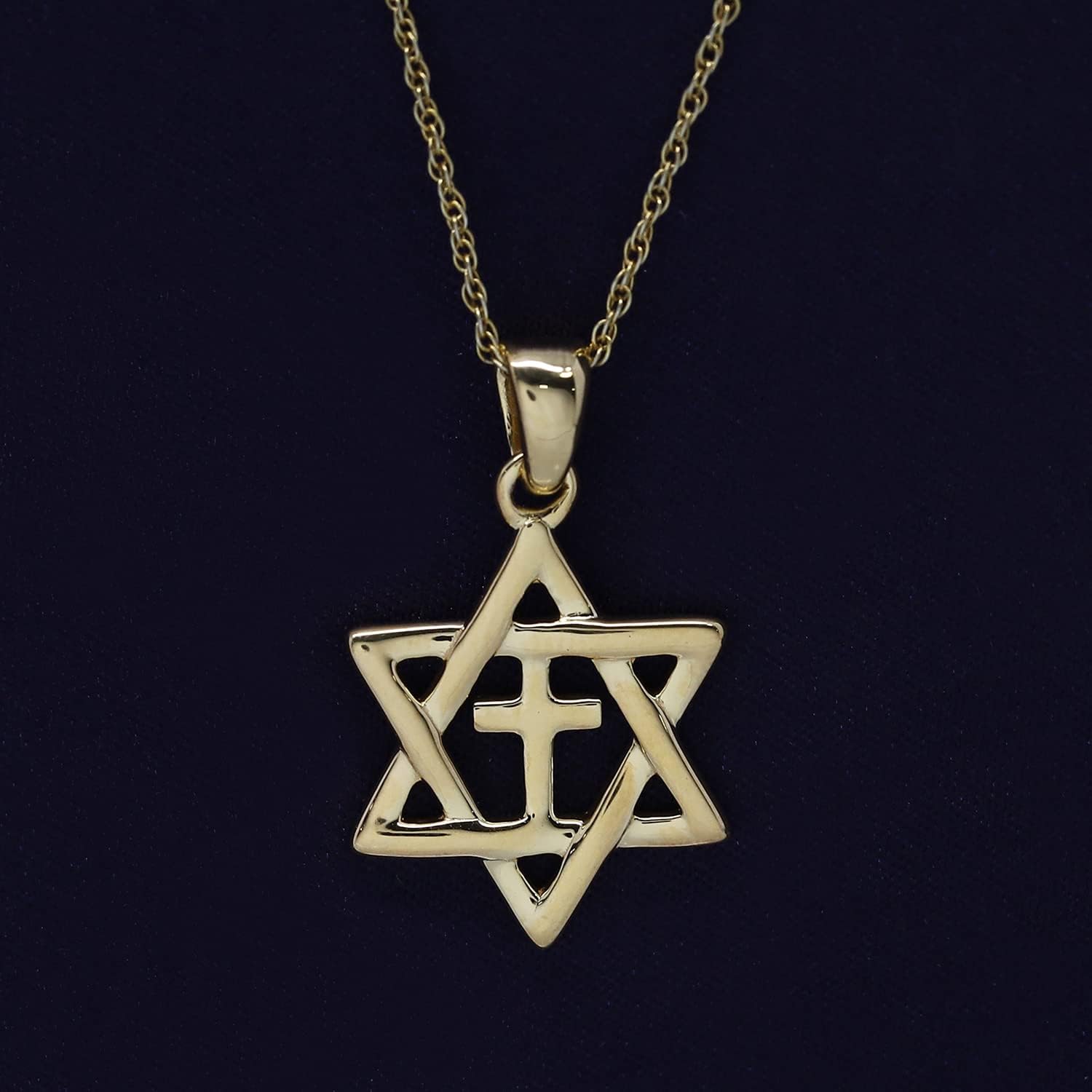 AFFY Jewish Star of David with Cross Pendant Necklace, 14K Gold Over Sterling Silver Christian Interfaith Jewelry Gift for Women with 18" Chain - Image 4