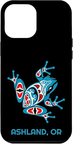 Funda para iPhone 13 Pro Max Ashland Oregon Red Blue Frog PNW Art Native American