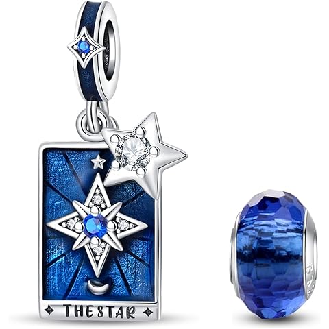 HappyStar 925 Sterling Silver Charms for Bracelets and Necklaces Tarot Card Dangle Pendants Rose Flowers Beads Charms Jewelry Gifts For Women