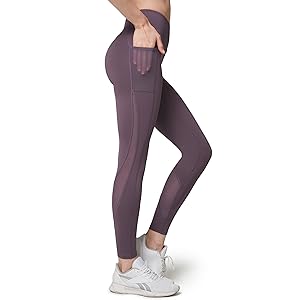 Yvette Sport Leggings Damen high Wasit mit Mesh, 72F Faser Blickdicht Sporthose Yogahose, Schwarz, M