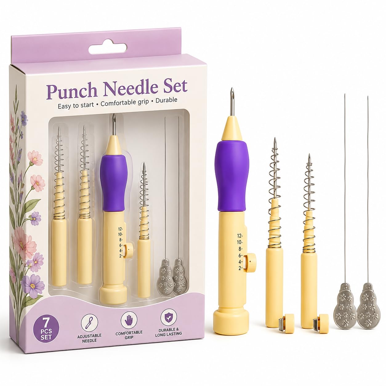 Punch Needle Embroidery Kit – Adjustable Embroidery Pen with 3 Needle Sizes & Threaders – DIY Needlework Tool for Yarn, Ribbon, Satin & Loop Stitches – Perfect for Beginners & Craft Enthusiasts-image-17