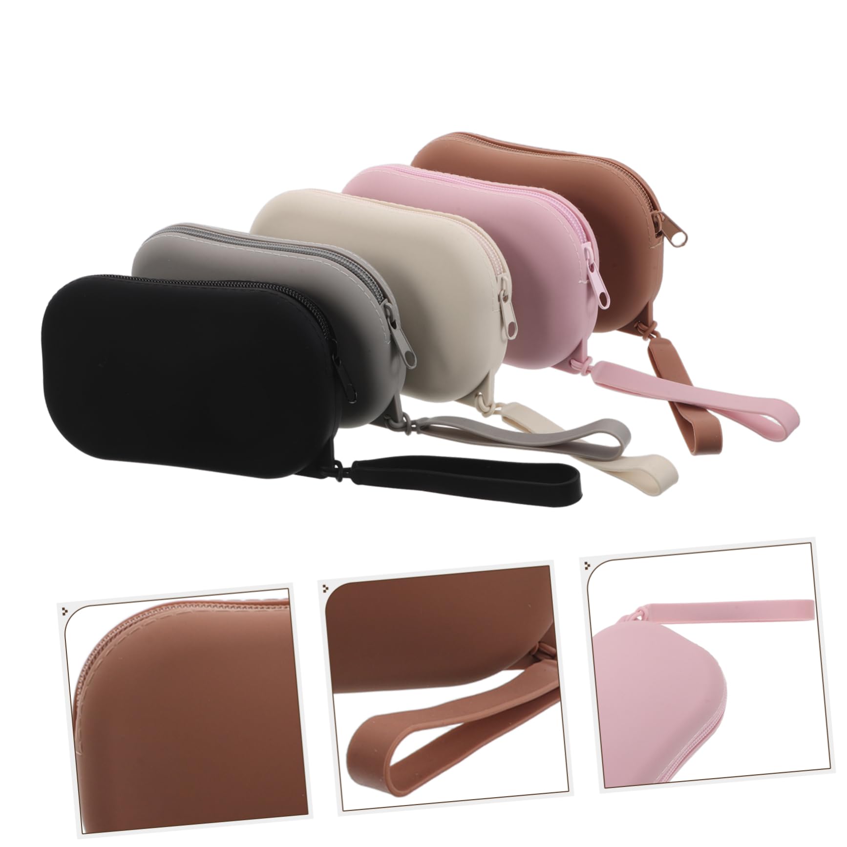 NOLITOY 5pièces Trousse de Toilette Silicone Petite Pochette Zippée Portable Trousse de Maquillage pour Femme Organisateur de Voyage pour Clés et Accessoires