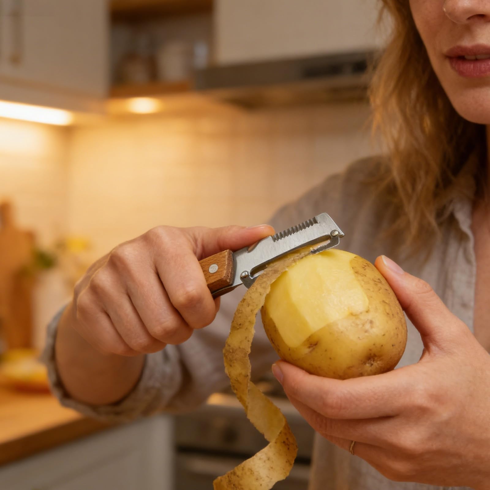 3 in 1 Sparschäler, 2026 Neu Multifunktionaler Gemüseschäler für Die Küche, Edelstahl Gemüseschäler Mit Schredderfunktion, Kartoffelschäler mit Flaschenöffner, Universalschäler für Tomaten Obst (4PC)