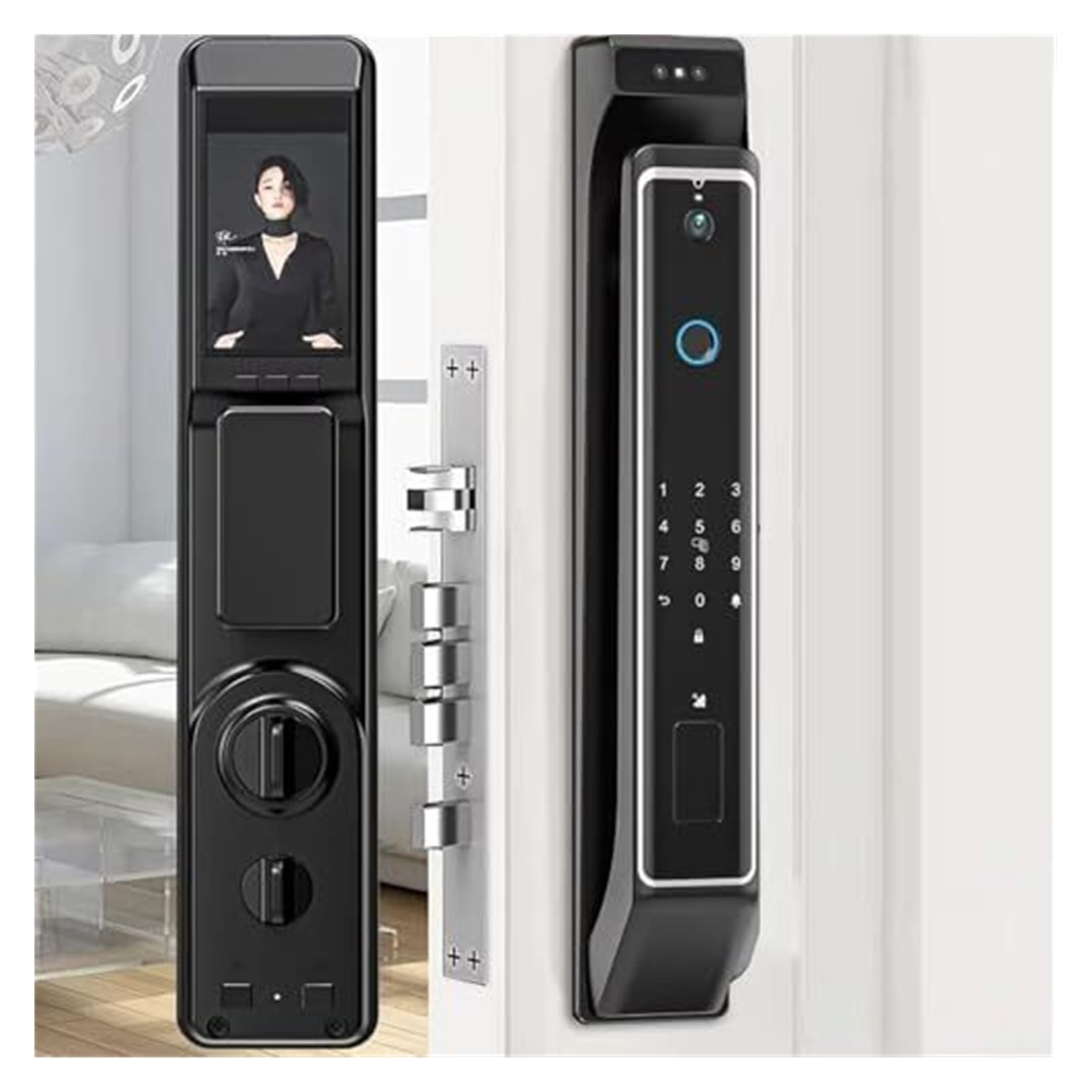 Serrure de porte intelligente à reconnaissance faciale avec empreinte digitale, serrure de porte d'entrée sans clé avec caméra, pour maison, bureau, hôtel, serrure de porte intelligente