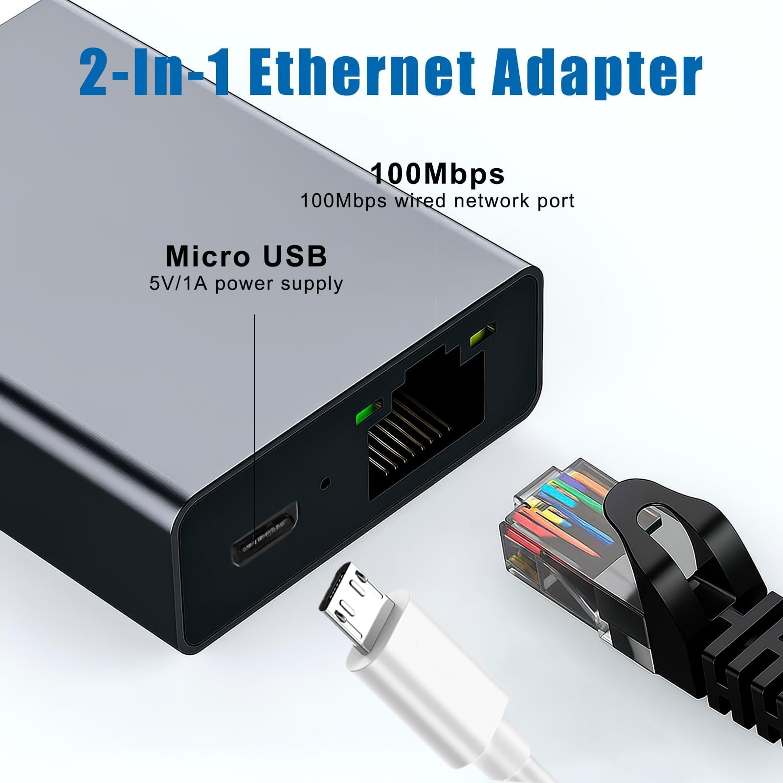 Adaptador Ethernet para Fire TV Stick, Firestick Micro USB a RJ45 Ethernet adaptador de red compatible con Chromecast Google Home Mini, 4K Fire TV y más sticks de transmisión