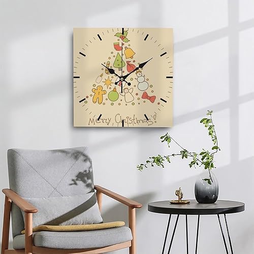 Miniatura 3 de Cute Cartoon Merry Christmas Wall Clocks 8 inch Wall Clock Square Reloj De Pared para Sala Bedroom Clocks Battery Operated Bedroom Vintage Retro