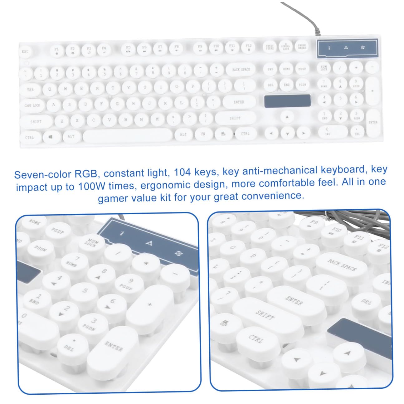 HOMSFOU Tastiera e Mouse Combo da Gioco Mouse Ergonomico Tastiera USB per Computer Tappetino per Gamer e Uso Professionale