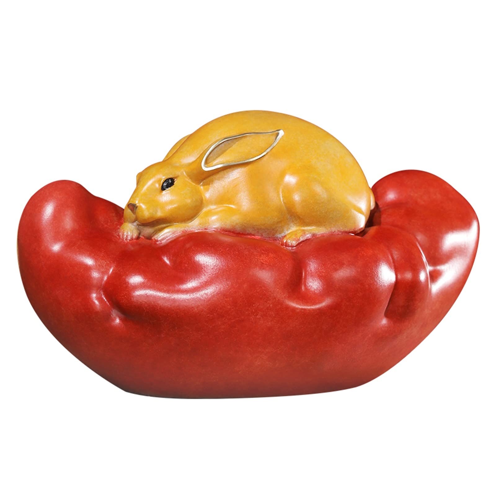 hongchenke34 Copper statue Copper Rabbit Entrance Ornament Living Room Office Zodiac Auspicious Objects Home Art Desktop Decorations(A)
