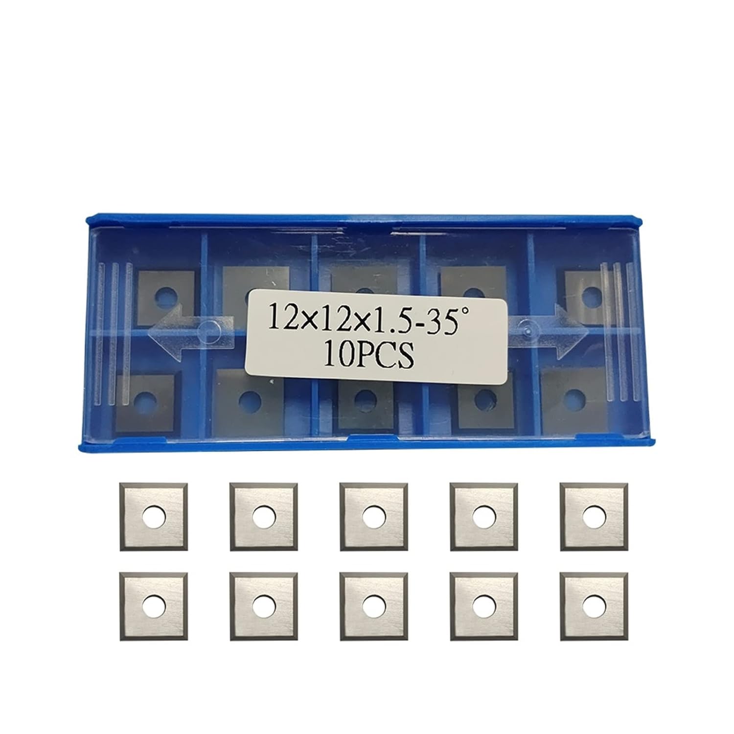 Indexable Carbide Lathe Tool 10pcs Square Carbide Inserts Blades 12x12x1.5mm Replacement Cutters for Woodworking Spiral Helical Planer Head