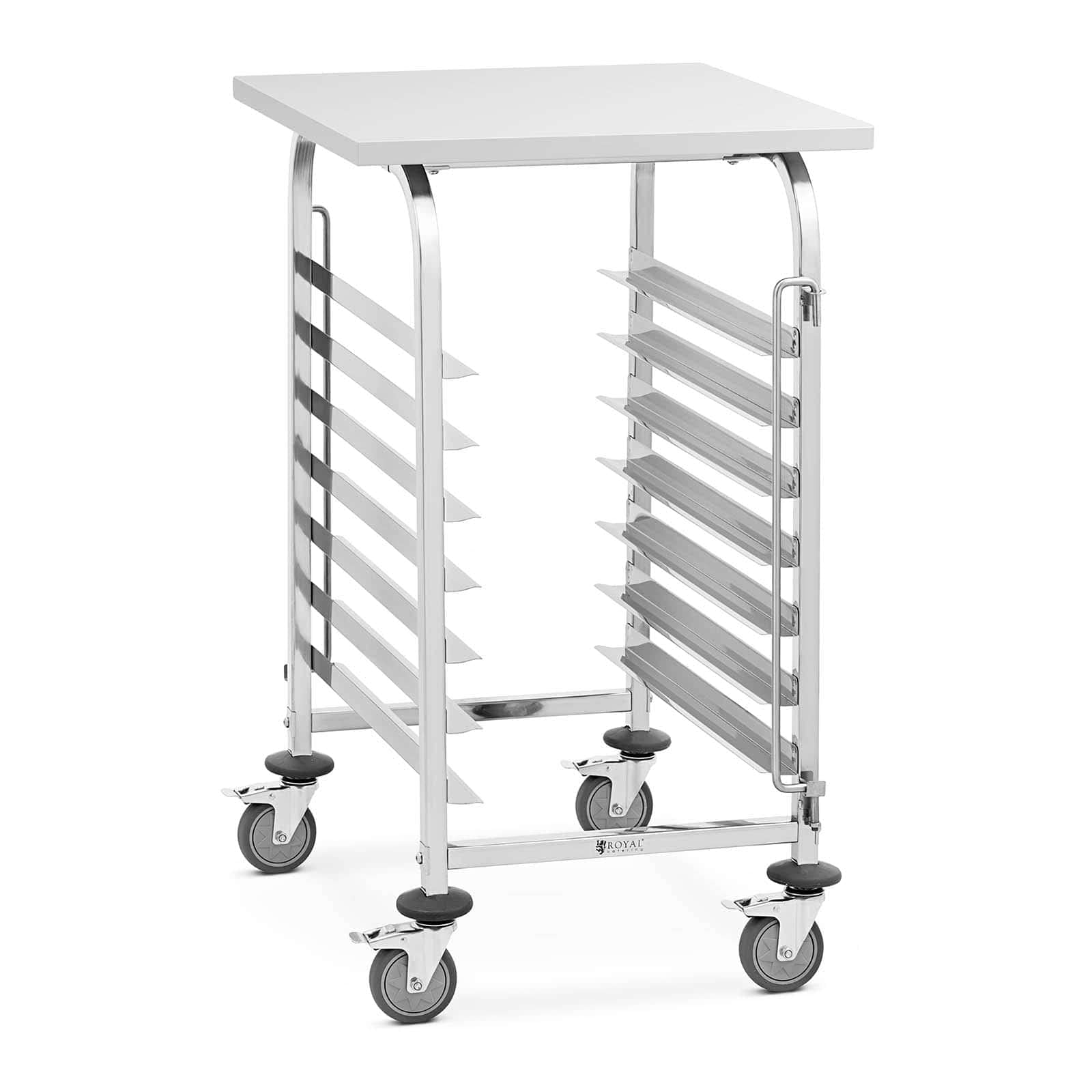 Royal Catering RCTW 7 TB Carrello portavassoi - 7 ripiani + appoggio - Acciaio inox - Royal Catering