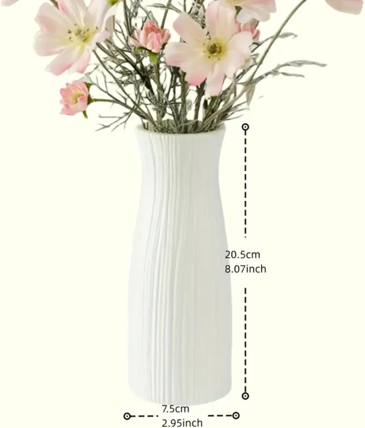 Minimalist Modern Style Vase - Durable Plastic, Waterproof, Ideal for Fresh & Artificial Flowers.