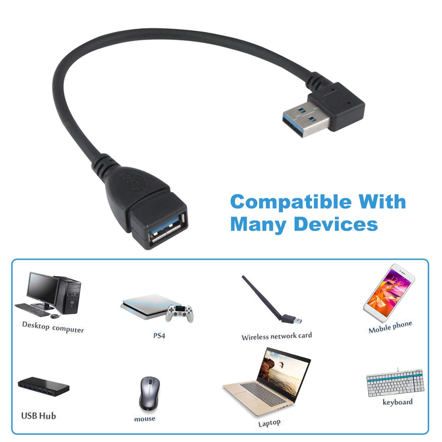 USB3.0 Mannelijke Tot Vrouwelijke Adapterverlenging 90 Graden Hoekadapter Plug U