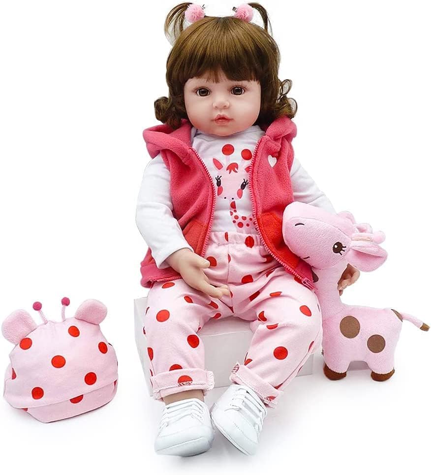 Beauenty Reborn Baby Doll 22 inch Realistic Newborn Baby Dolls - Lifelike Weighted with Soft Silicone Doll Girls with Plush Toy & Doll Clothes & Accessories for Age 3+ (Pink-1)