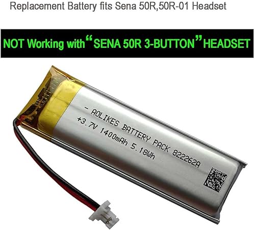 Miniatura 3 de AOLIKES Reemplazo de batería Lipo recargable de 3.7 V 1400 mAh 5.18 Wh, para auriculares Bluetooth de motocicleta Sena 50R, reemplazo de batería