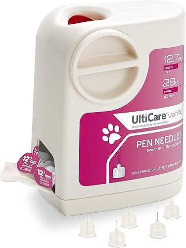 UltiCare VetRx UltiGuard Safe Pack - Contenedor de agujas y objetos punzantes para bolígrafos para mascotas, 0.500 in (12 pulgadas), 29 G, 100