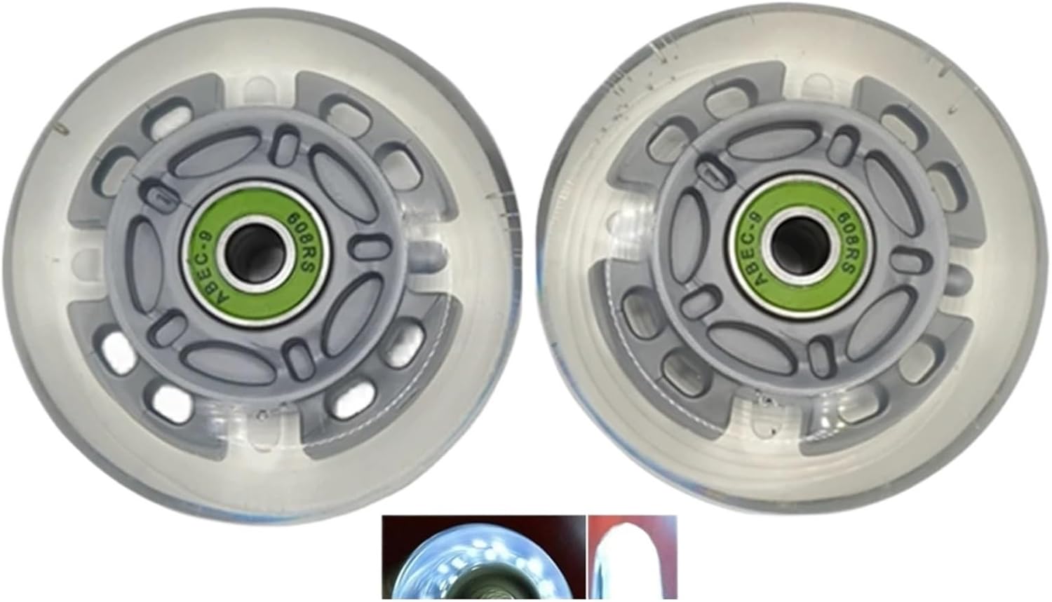 Indoor Outdoor Roller Skate Wheels Replacement， Roller Skate Wheels Flashing Wheel Scooter Wheel 80mm 80x24mm 2PCS(White Light)