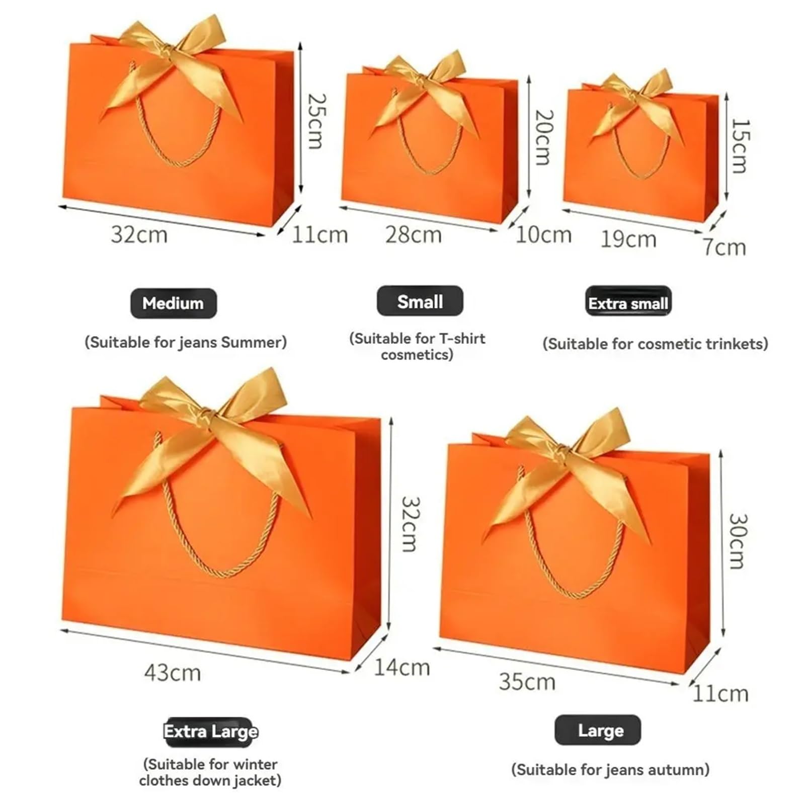 Bolsas de papel for regalo con lazo, 15 unidades, multicolor, portátiles, asas for ropa, prácticas y reutilizables para Envolver Regalos(Gold-Pink,43x32x14cm)