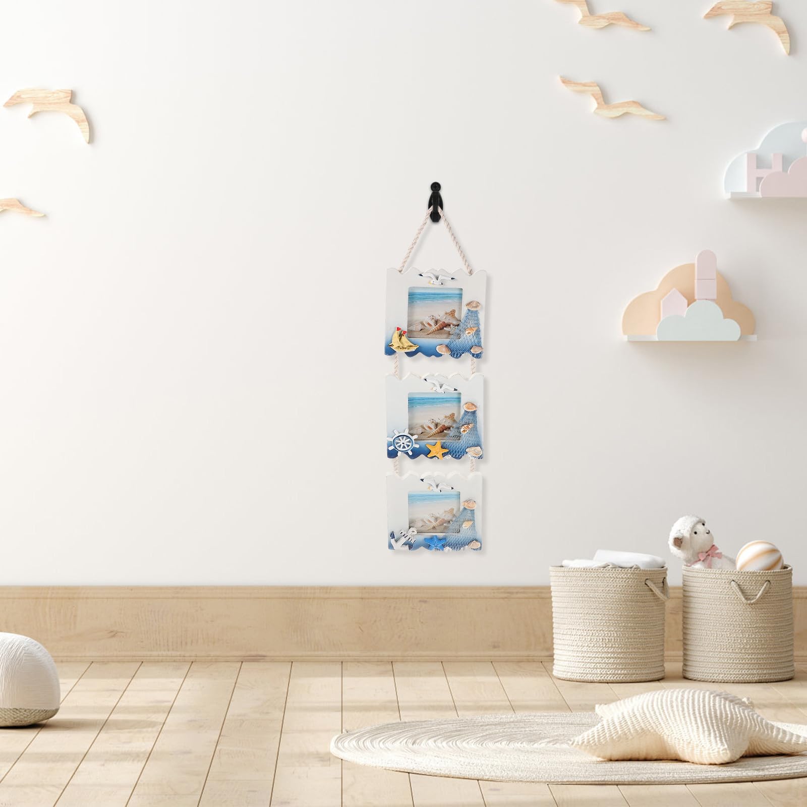 Operitacx 3 Pezzi Cornice per Foto da Parete Legno Resina, Tre Immagini,