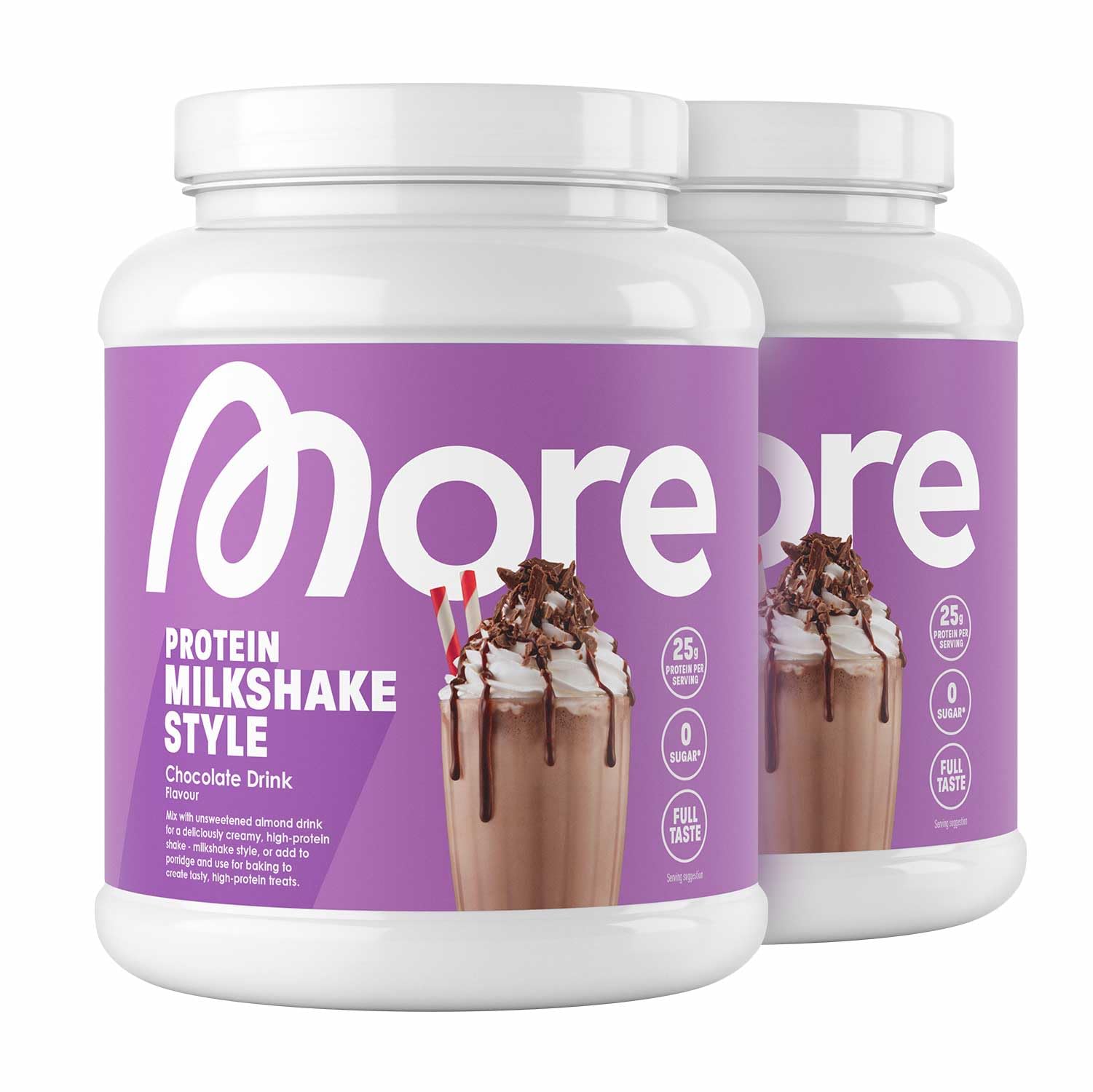 More Protein Chocolate Drink 2x600g 1,2kg 40 Portionen Mix aus Whey Konzentrat & Casein Ideal zum Aufbau und Erhalt der Muskulatur mit Lactase - Made in Germany