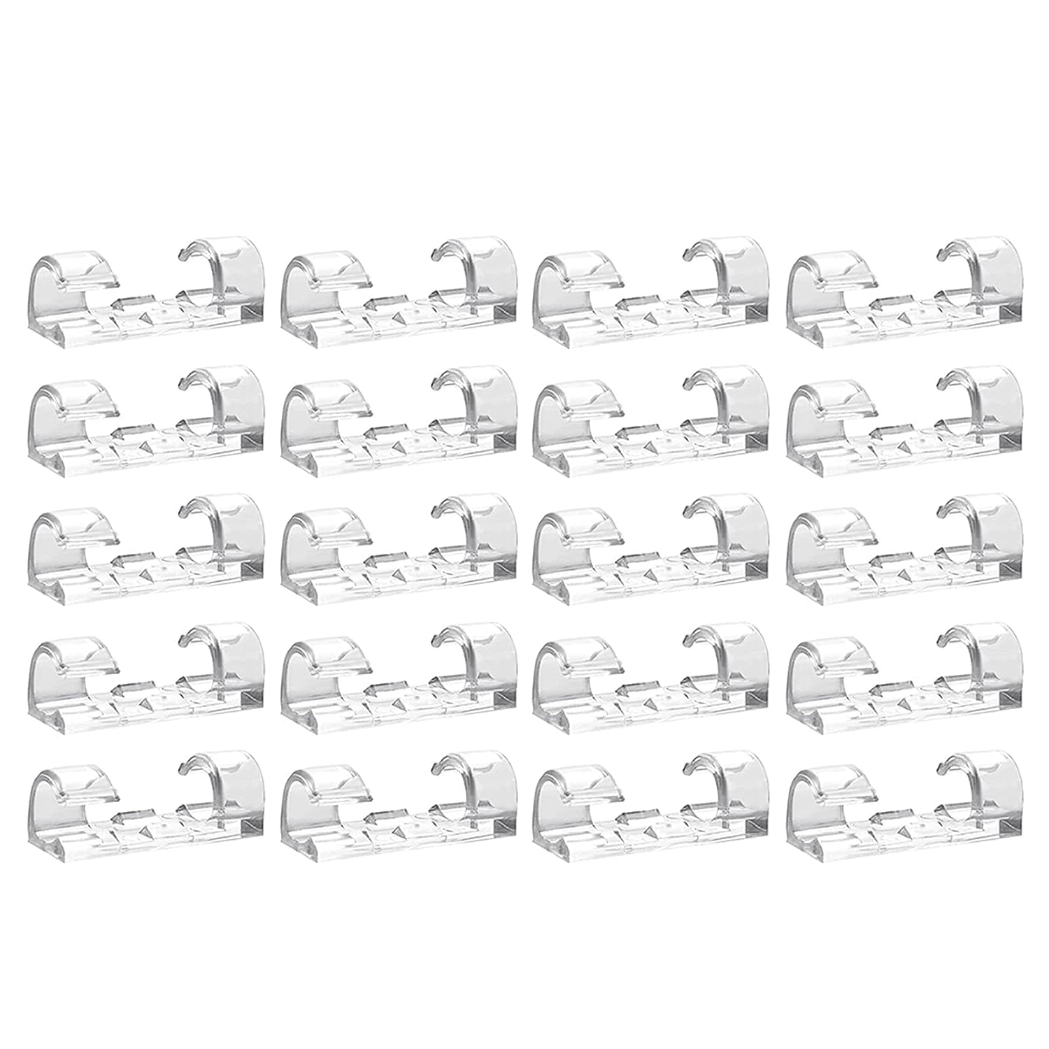Jaini Enterprise Pack of 20 Pcs Cable Clips with Strong Self-Adhesive Wire Holder for Car, Office and Home Wire Organizer Accessories Office, Laptop, Computer (Transparent)