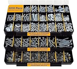 Hardware assortment kit Assortment of hardware with screws, nuts, bolts, etc.