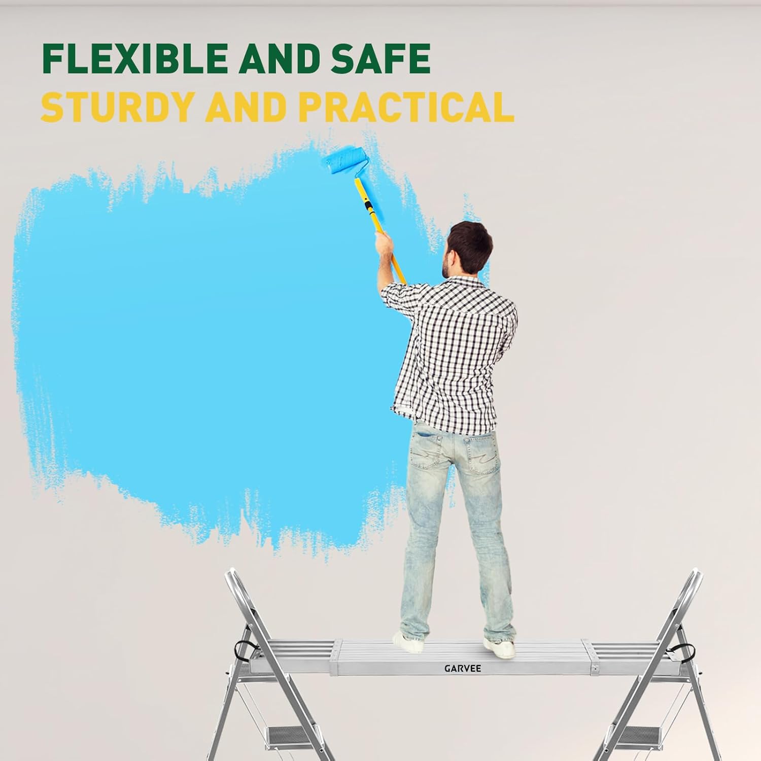 6-9FT Aluminum Telescoping Work Plank, 12.5 inch Width Extension Plank, 440Lbs Capacity Extension Boards, Adjustable Scaffolding Plank with Skid-Proof Platform Scaffold Ladder Accessory