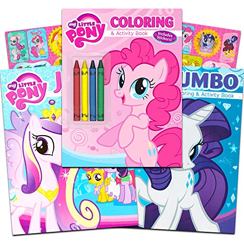 My Little Pony Coloring and Activity Book Set with Stickers -- 3 MLP Books Filled with Games, Puzzles, Stickers and Activities (Party Supplies Pack)