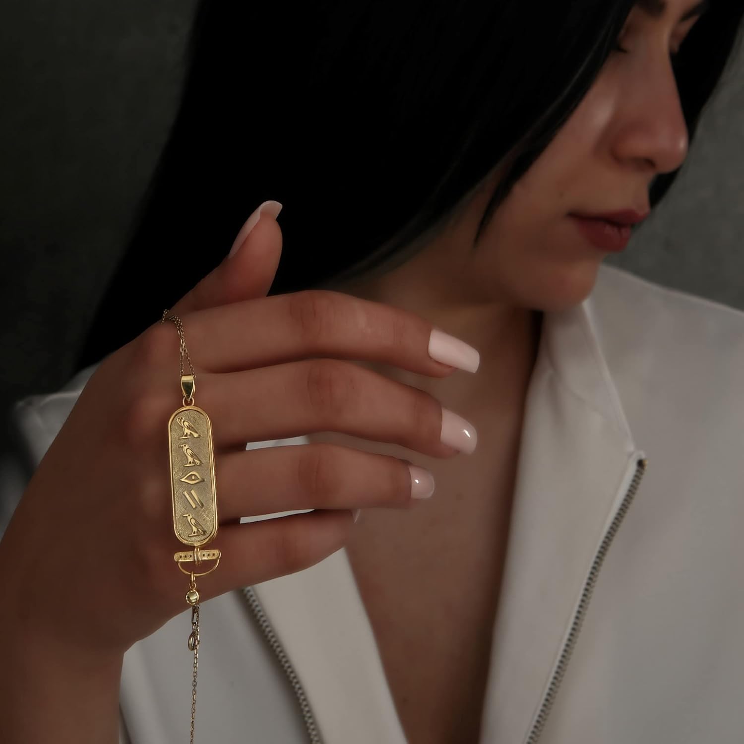 Cartouche Personalized Name Necklace, 14k Gold Personalized Handmade, Egyptian Pendant Jewelry Women, Hieroglyph Egypt Name Necklace by HStudio