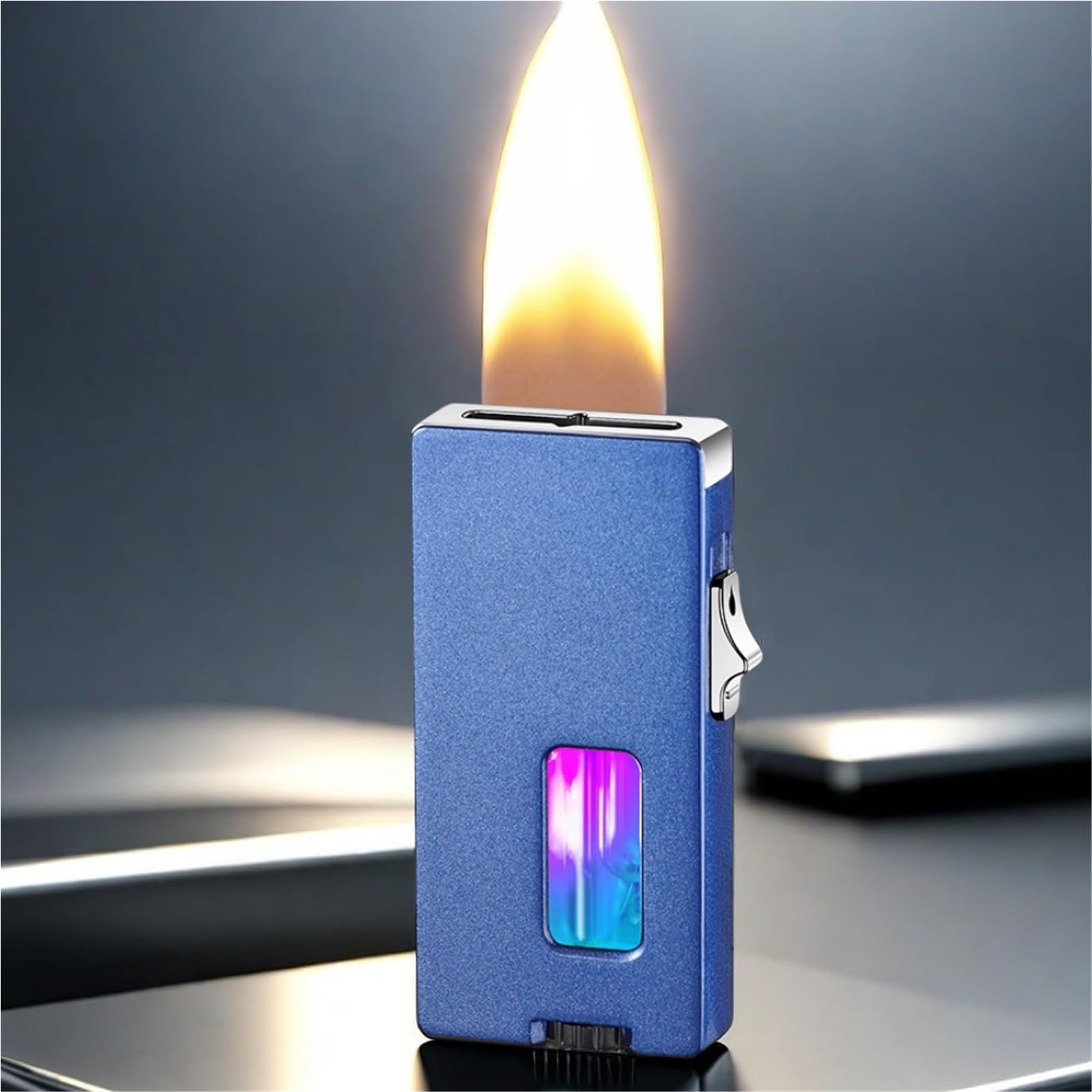 Encendedor de llama suave regulable, mechero de gas butano con ventana