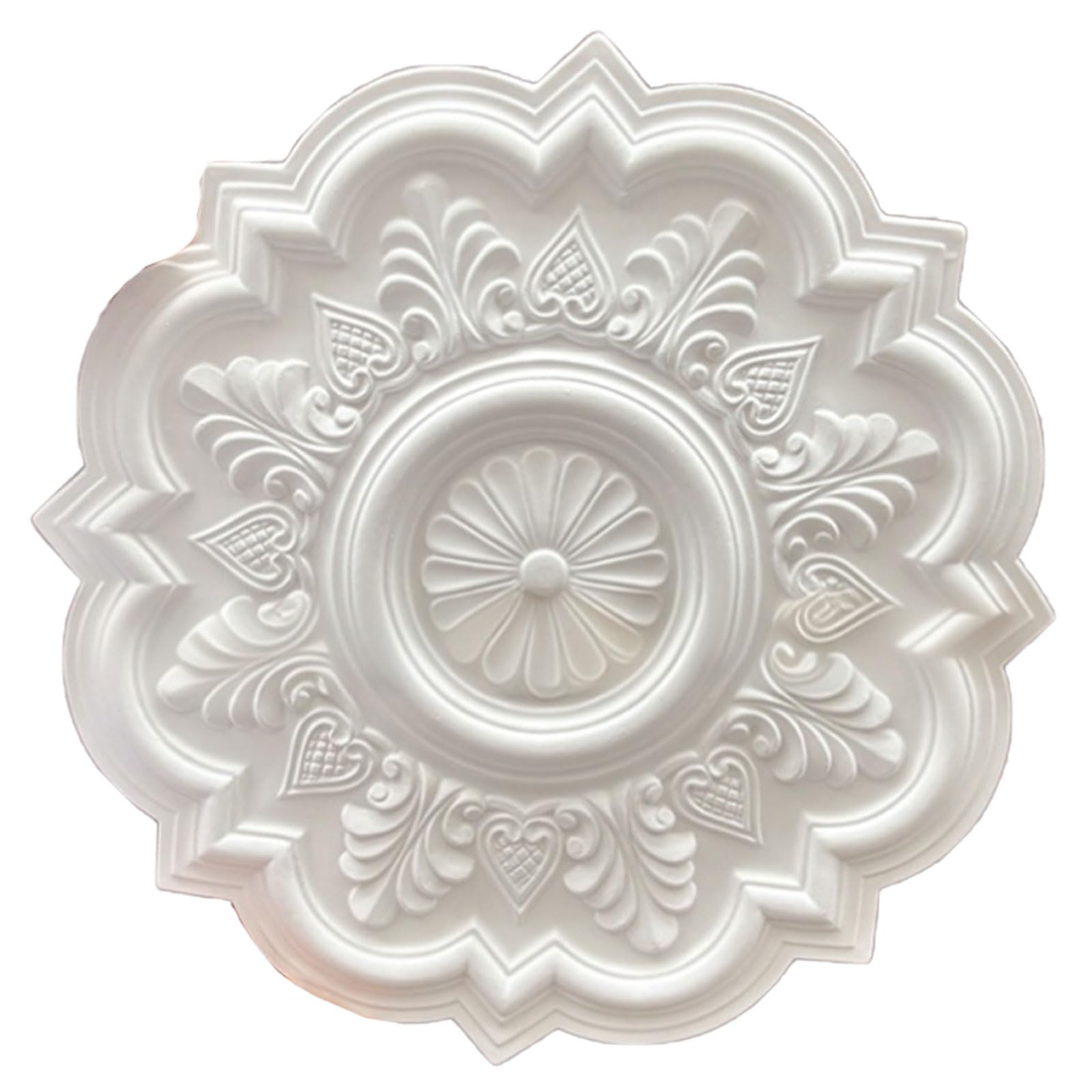 Foelanne White D Ceiling Medallion White Lightweight Pu No Drilling Multiple Sizes(,51Cm)