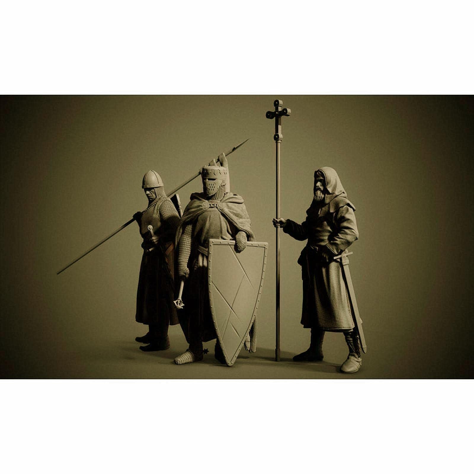 1/24 Ancient Medieval Knights Legion Resin Figure Soldier Model, Unassembled and Unpainted Miniature Kit (3 Persons) //Vl3-61 Goodmoel