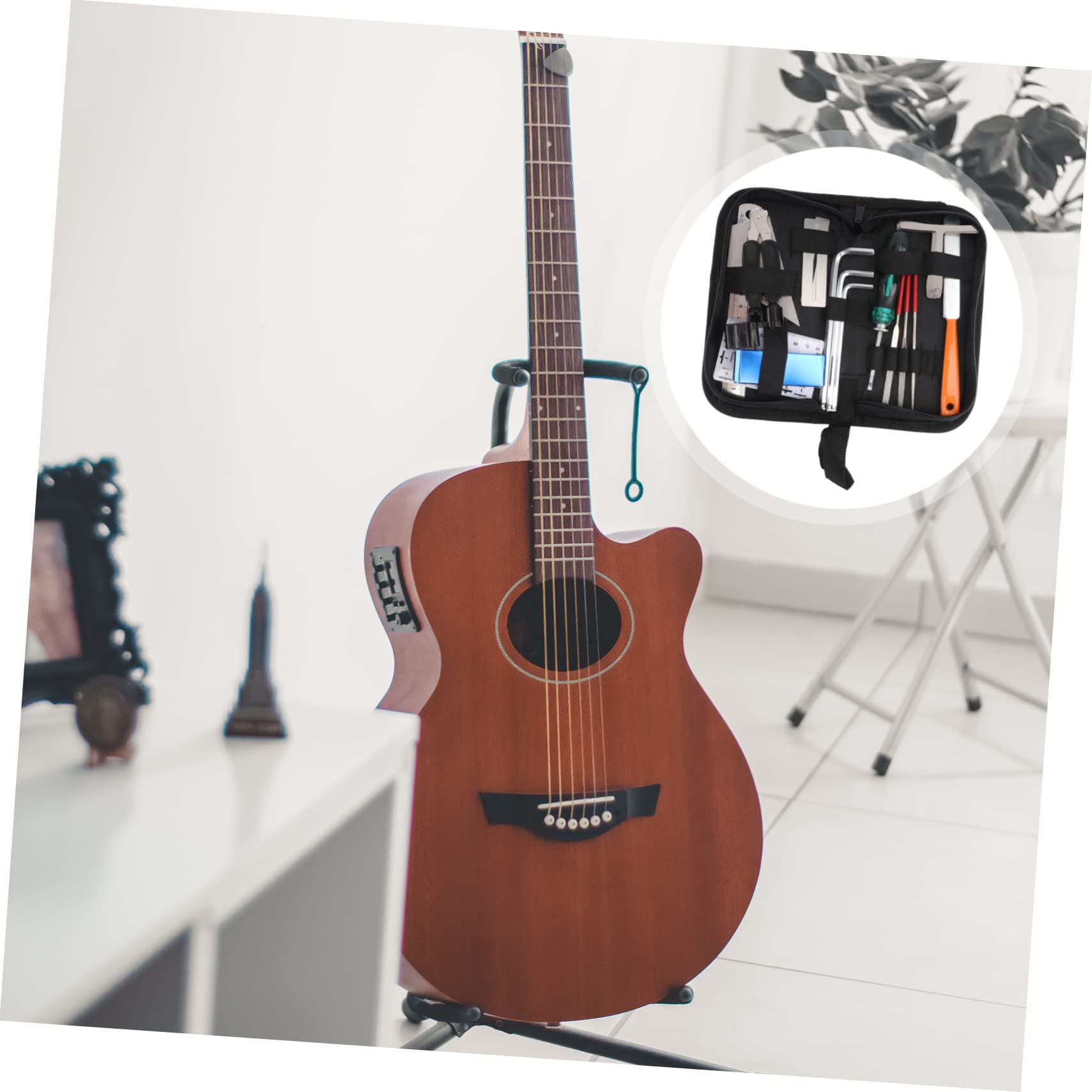 Kit Strumenti Manutenzione Chitarra Nero Ferro Gomma | Uso Professionale, Riparazione e Cura, Pratico Nell'impiego, Accessorio Musicale