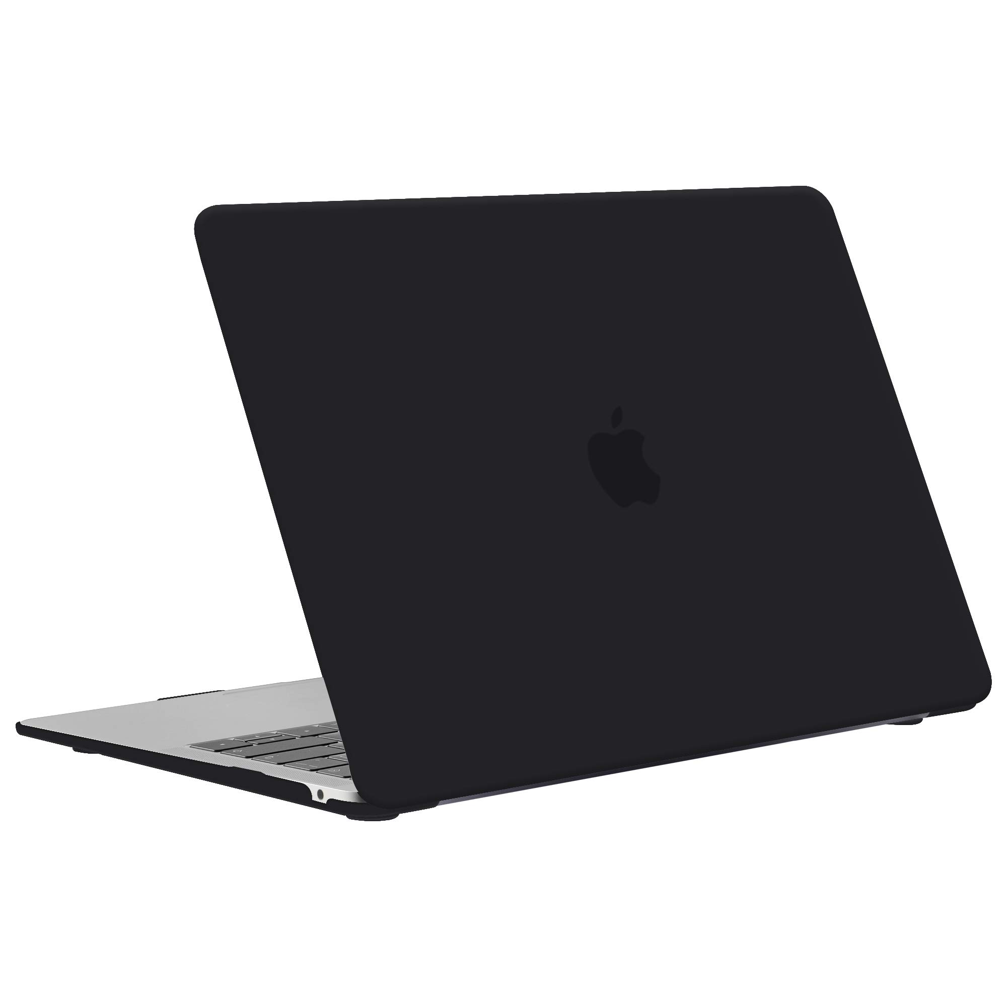 TECOOL Cover per MacBook Air M1 (A2337) e MacBook Air 13 Pollici Retina 2020 2019 2018 (A2179 A1932), Custodia Rigida Protettiva Sottile in Plastica e Copritastiera UE, Nero