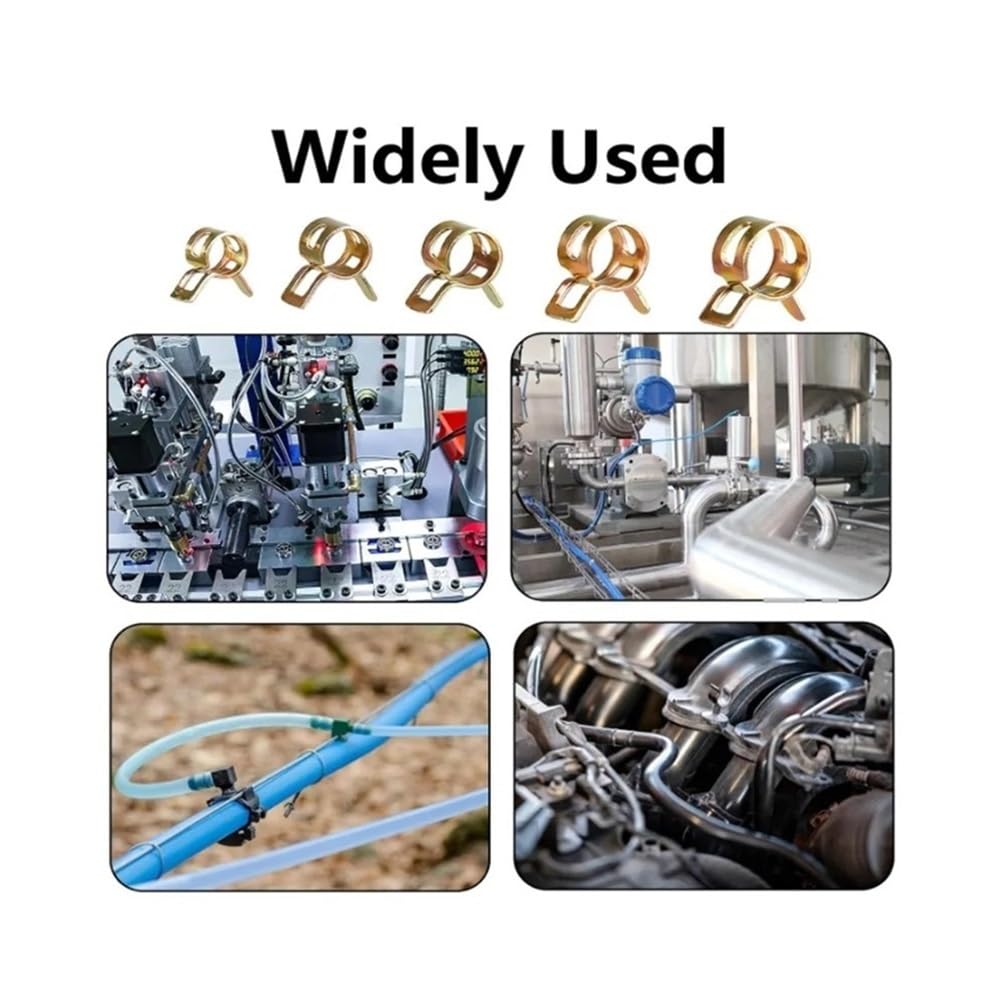 Abrazaderas de acero inoxidable para mangueras, 10/50/100PCS Abrazaderas de manguera con banda de resorte Clips de línea de combustible de metal Tubo de 5-22 mm(100pcs,20mm)