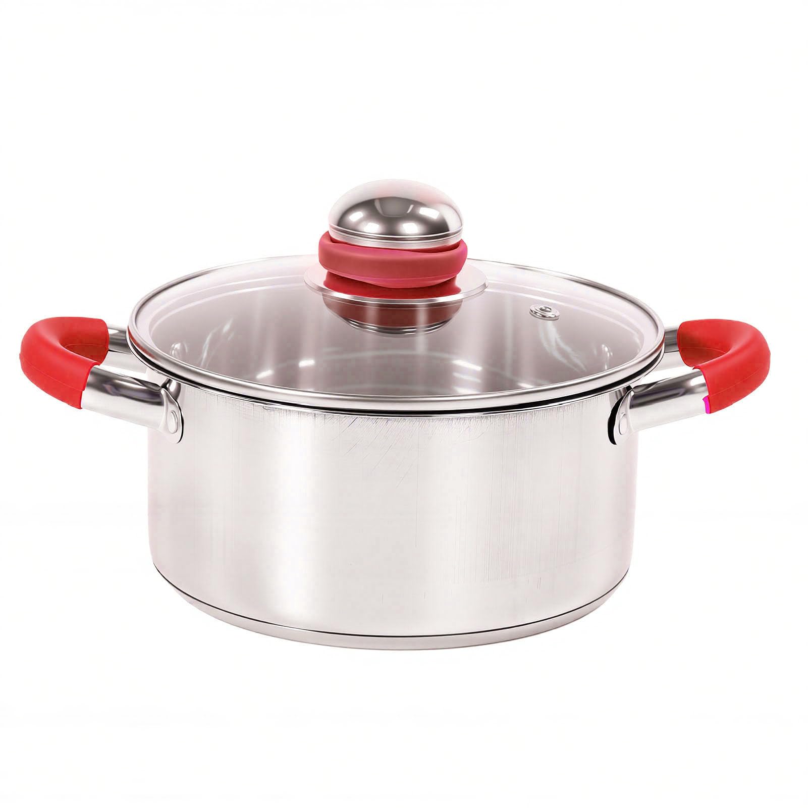Ausla Juego de Utensilios de Cocina de Acero Inoxidable de 6 Piezas, Ollas y Sartenes con Base de Triple Capa y Tapas de Vidrio, Compatibles con Todas las Estufas, Utensilios de Cocina para Cocción