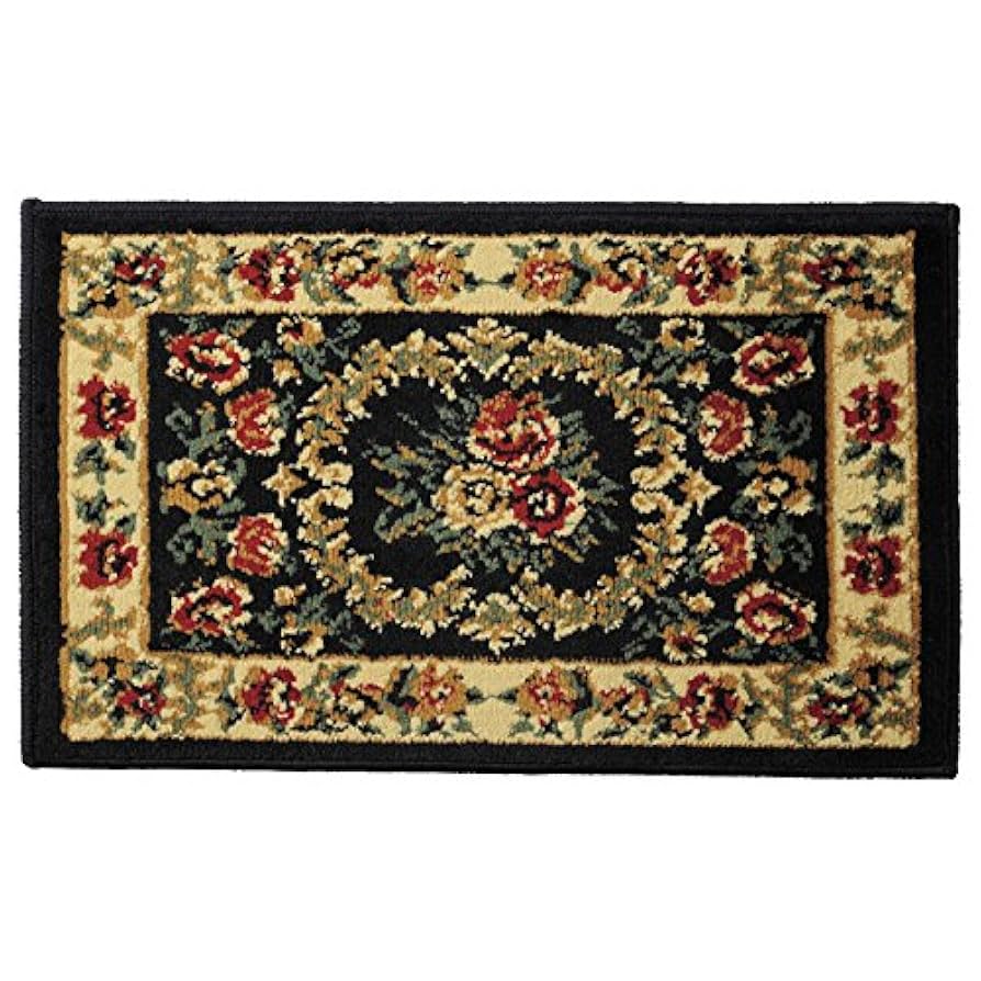 Amazon｜ウィルトン織 フラワーリング柄 マット ブルー 470