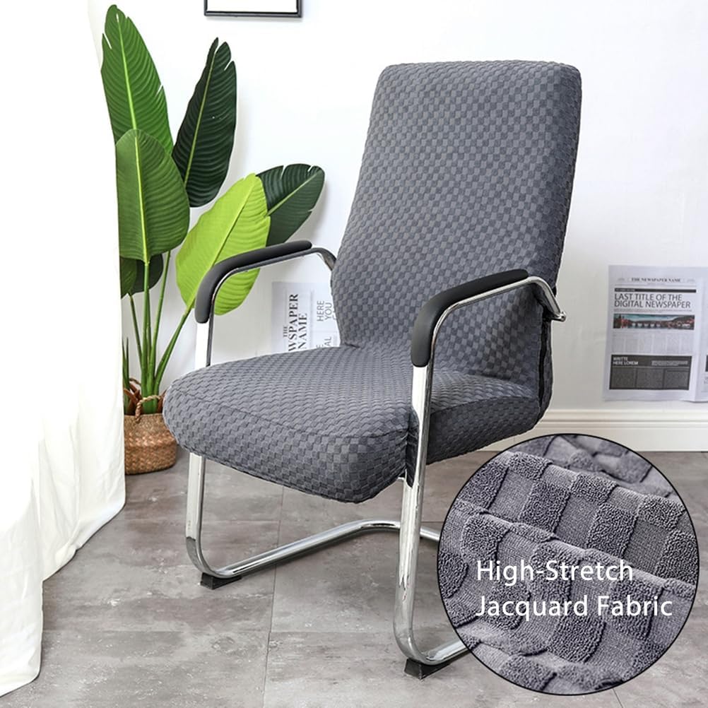 High Stretch Office Chair Cover 2 Pack, Removable Boss Chair Slipcovers with Zipper Universal Washable Computer Chair Slipcover Protector for Office Home Decorative,Beige 2 Pack,M