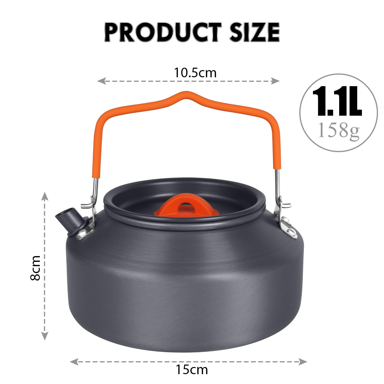Bouilloire Camping Flinrtronic 1.1L Acier Inox - Théière Portable Cuisinière