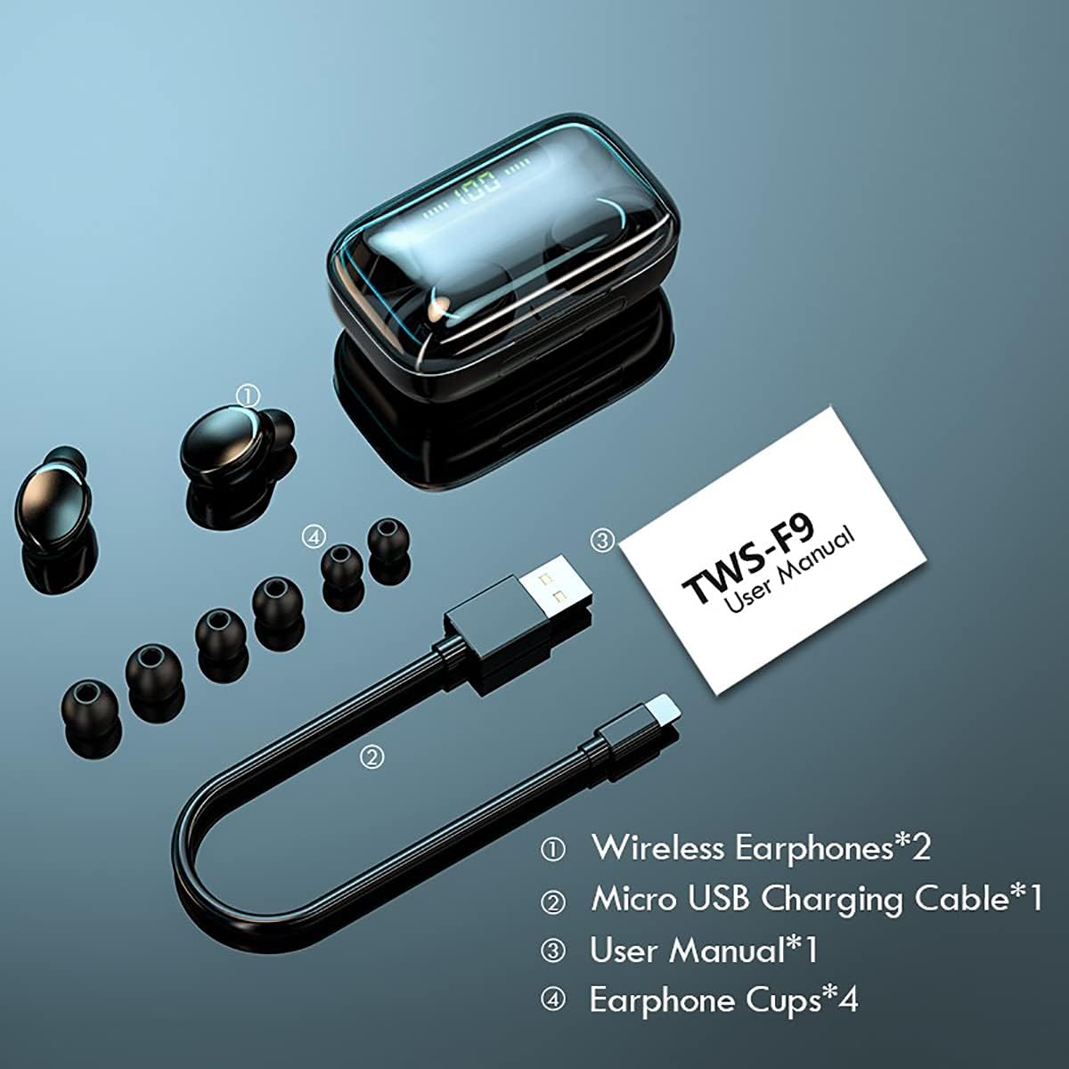 Wireless Earbuds Headphones, Bluetooth 5.0 Sport Earphones with Wireless Charging Case, IPX7 Waterproof Deep Bass Earbuds Touch Control, Built-in Dual-Mic 3D Stereo Noise Canceling Headsets : Electronics