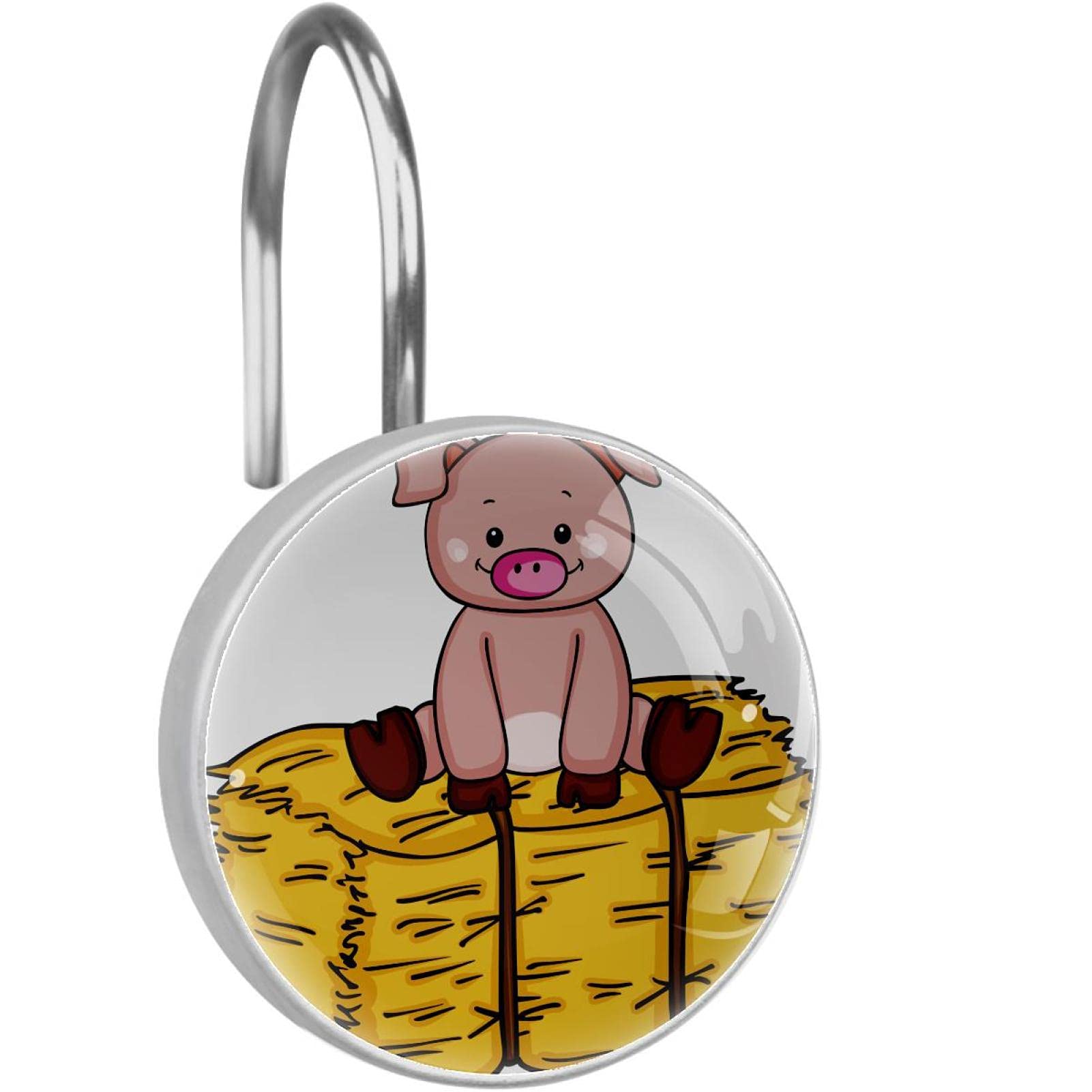 Crochets rideau de douche acier inoxydable cochon dessin animé