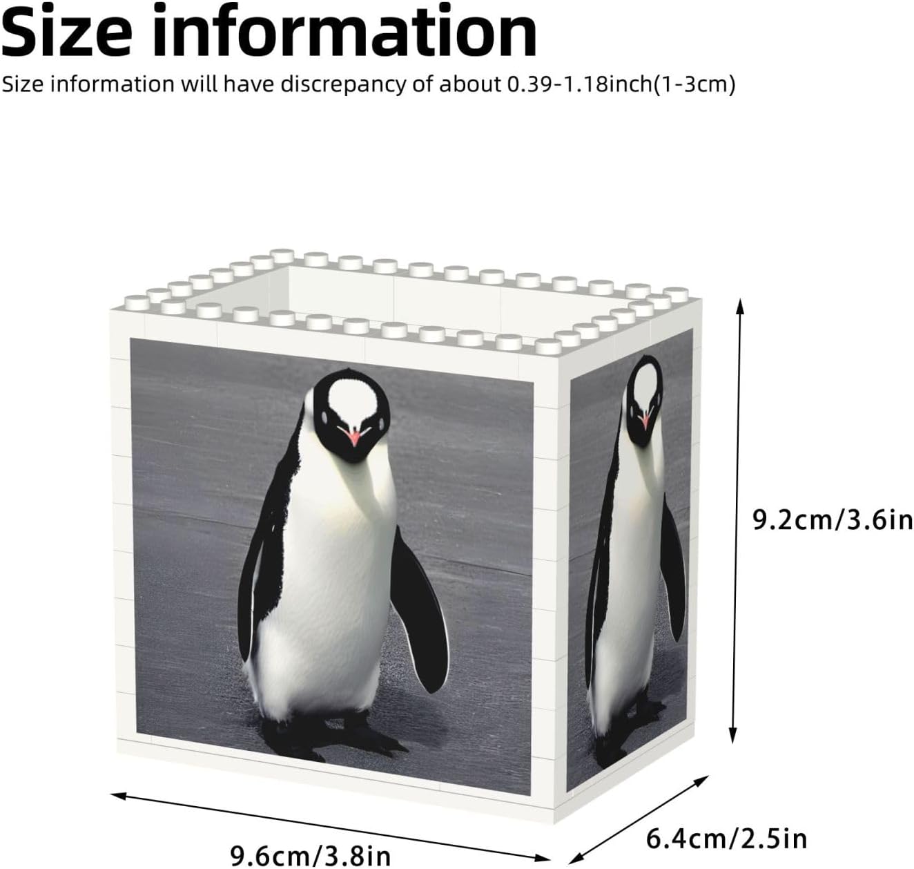 Cute Penguin Print Uv Print Block Pencil Cup, Detachable Creative Block Desk Organizer Office Abs Pen Holder image 3