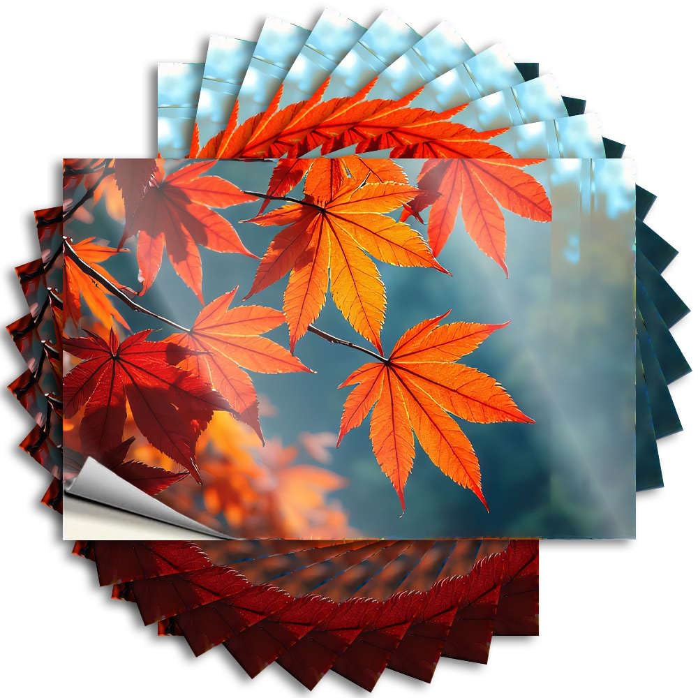 Stitch Room Decor Science Quote - Autumn Leaves in Vibrant Shades of Red. Helmet Waterproof Vinyl Sticker(12X18CM)