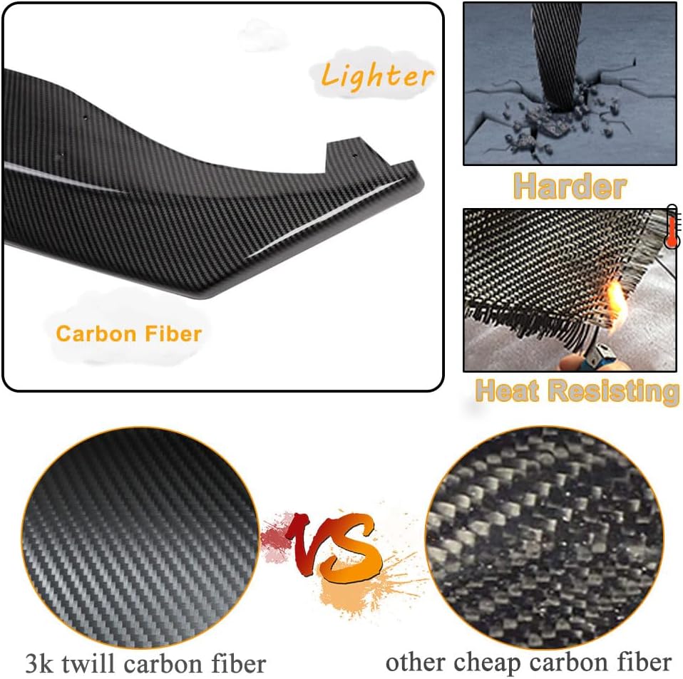 MCARCAR KIT Reak Carbon Fiber Front Bumper Lip for Chevrolet Corvette C7 Z06 Coupe 2Door 2014-2017 Front Chin Spoiler Splitter Protector